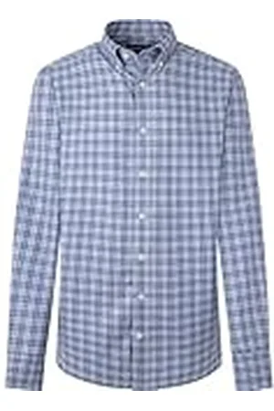 Hackett Melange Poplin rutig skjorta för män, , XS