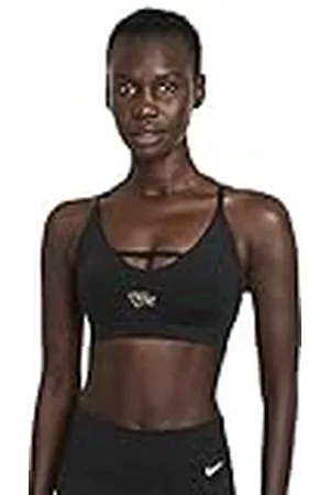 Nike Dam Indy Strapy Sport-BH, Svart/metalliskt guld, XS