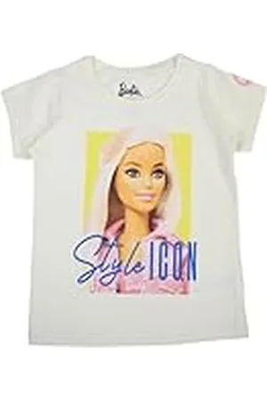 Disney Barbie, T-shirt, pojke, flicka, (4–10 år), polo, linne, skjorta, tryck, kläder, unisex, barn, sport, andas, modell bar 5202460, S1-6A, vit, , 6 �r