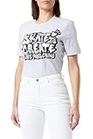 Moschino Dam regular fit korta ärmar med glitter skridskoåkning för att skapa märke tryck T-shirt, , 46