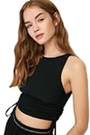 Trendyol Dam loungewear figurnära bodycon rund hals vävtyg blus, , L