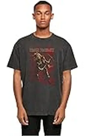 Merchcode Herr T-Shirt Iron Maiden – Breeg Acid tvättad tung överdimensionerad te, överdimensionerad passform, bomull 100 percent, S, , S