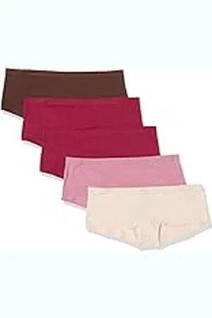 Amazon Damunderkläder i bomull (finns i plusstorlek), 5-pack, rodna/brun/vinröd/rosa, medium