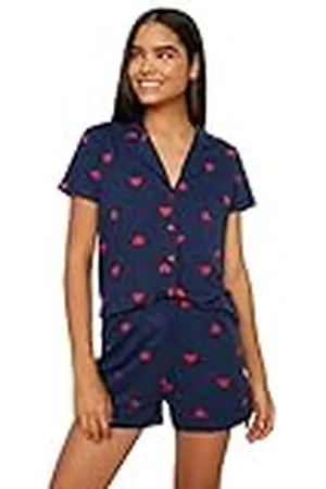 Trendyol Dam hjärta mitten stickad skjorta byxor pyjamas set, , S