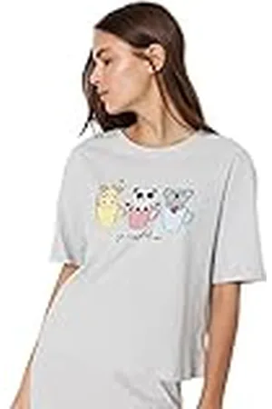Trendyol Dam slogan stickad T-shirt-byxor pyjamasset, , S, , S