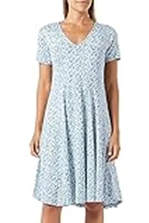 Kaffe Dam Midi klänning blommig shorts casual ärmar, blå/kalkblomma tryck