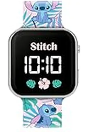 Disney Barn Lilo & Stitch LED kvarts silikonrem blå klocka LAS4091, , Modern