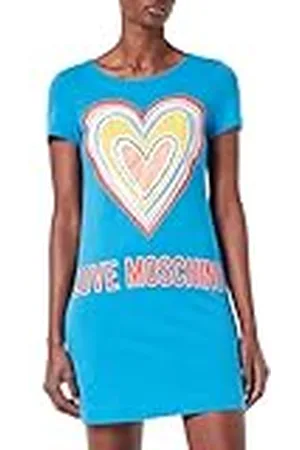 Moschino Damer A-line bomullströja med maxi flerfärgad hjärtklänning, , 42 SE