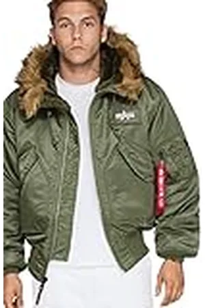 Alpha Industries 45P Bomberjacka med huva för män Sage-Green
