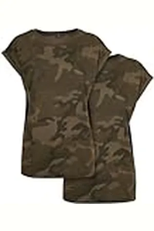 Build Your Brand Dam-t-shirt damer förlängd axel camo te 2-pack oliv camo S, , S