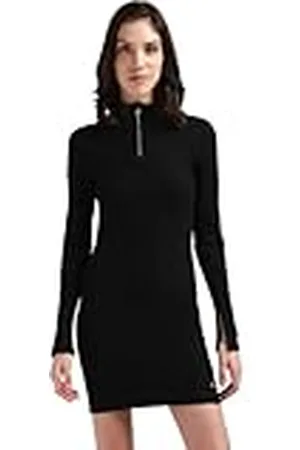 Calvin Klein Jeans dam Variegtaed Rib halv dragkedja Ls klänning bodycon, , M