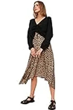 Trendyol Dam leopard mönster asymmetrisk stickad kjol XL