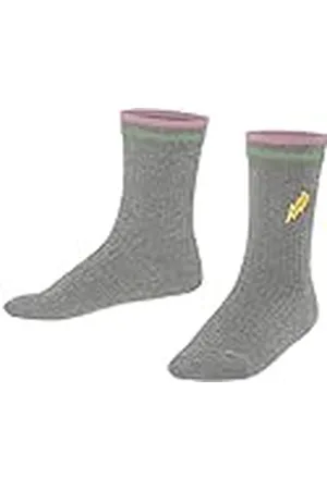 Falke Unisex barn Safe to School reflekterande hållbar bomull halvhög med mönster 1 par strumpor, grå (Light Grey 3400), 27–30