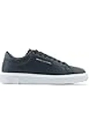 Armani Exchange Venedig herr med präglad logotyp på platåsula sneakers, marinblå, 5,5 UK