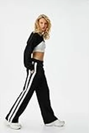 Koton Dam breda ben randiga detaljfickor sweatpants, , L