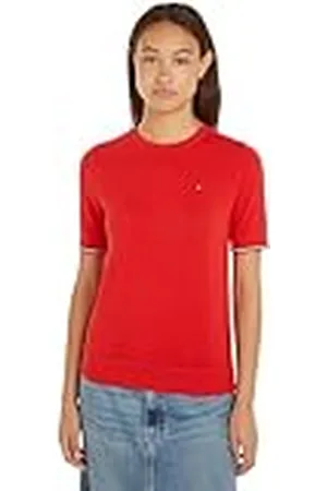 Tommy Hilfiger Dam CO Jersey Stitch C-NK SS tröja hård röd S, , S