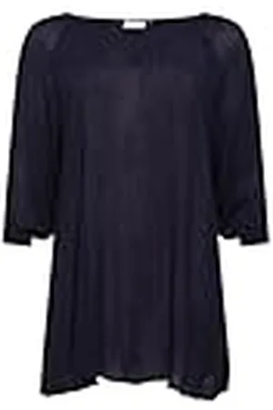 Kaffe Dam plus storlek Tunic 3/4 ärmar A-formad jacka, midnatt marinblå, 48