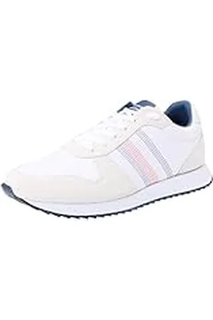 Tommy Hilfiger Herr Runner Evo Mix Stitch Mid Top, vit, 10.5 UK, , 45 EU