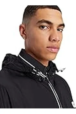 Armani Exchange Herr packable, dold hoodie, två fickor med dragkedja på framsidan, elastisk lapplogotyp Windbreaker, , L
