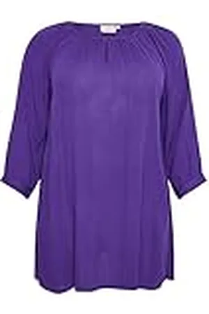 Kaffe Plus-size dam tunic 3/4 ärmar lös passform rund hals
