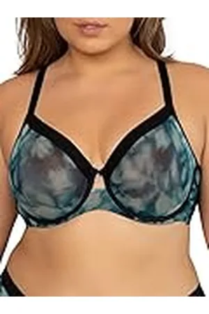 CURVY COUTURE Damer transparent nät, ofodrad bh med full täckning, , 80F