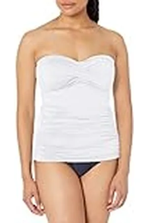 Anne Cole Badtopp för kvinnor, enfärgad, tvist, rynkning, Bandeau, Tankini, topp, , M