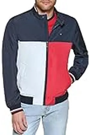 Tommy Hilfiger Herr lätt Varsity ribbstickad bomberjacka skal, , S