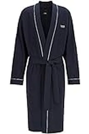 HUGO BOSS Badrock kimono av mjuk bomullströja, (Dark Blue 403), S