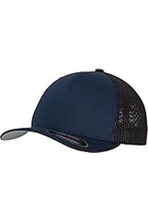 Flexfit Unisex truckerkeps med fast frontpanel och innerflexband, utan stängning luftgenomsläpplig nätbaksida, en storlek passar alla, marinblå, L-XL