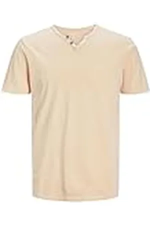 JACK & JONES Herr Grund T-Shirt V-hals Kortärmad Jersey Bomull Skjorta med knappar JJESPLIT, Color: , Size:S