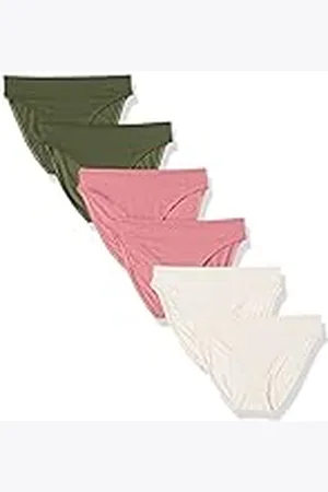 Amazon Kvinnors högt skurna underkläder (finns i plusstorlek), paket med 6, rodna/mörk kaki grön/malva, 2X