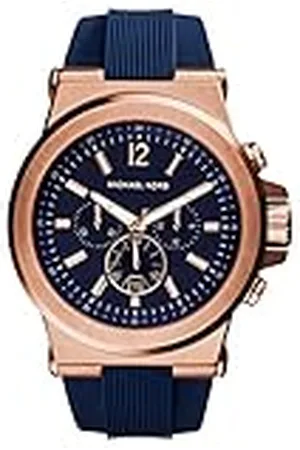 Michael Kors Klocka för män, kronogravrörelse, 48mm rosa guld rostfritt stålfodral med silikonrem, MK8295
