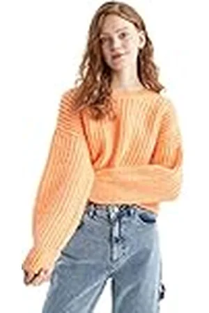 DeFacto Tröja normal passform för kvinnor – polotröja för toppar dam (ORANGE, 3XL), , 3XL