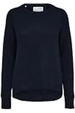 SELECTED SLFLULU LS stickad O-hals B NOOS tröja, mörk safire, XS, , XS
