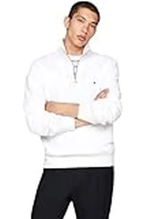 Tommy Hilfiger Herr ESSENTIAL FLEECE 1/4 ZIP MW0MW37233, halv dragkedja tröja, vit, S, , S