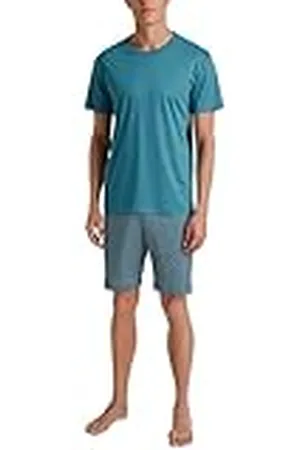 Calida Relax Streamline kort herrpyjamas, av 100% bomull, byxor med tygtäckt elastisk linning, , 46-48