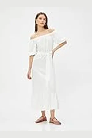 Koton Dam midi off the shoulder belted dress, , 38