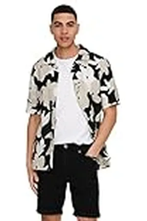 Only & Sons Onstrev Reg Ctn Lin AOP Ss Shirt Noos pikétröja, , XXL