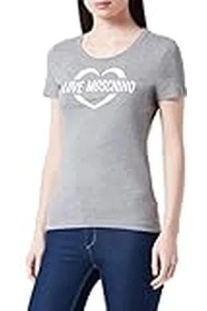 Moschino Damtight-fit kort ärm med hjärta holografiskt tryck t-shirt, , 40