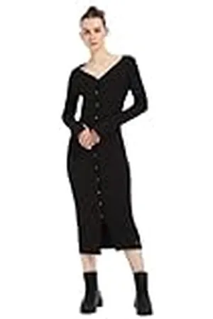Calvin Klein Jeans dam vävd etikett LS Rib klänning J20J224830 andra klänningar, , M, , M