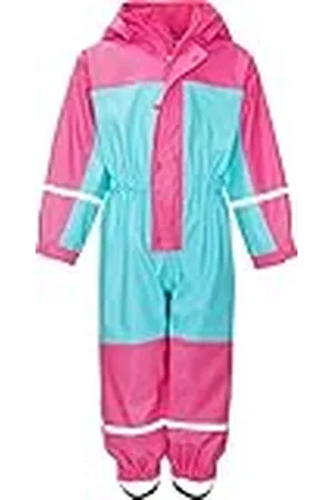 Playshoes Unisex barn regndräkt med fleecefoder varm vattentät lera dräkt regnkläder, turkos overall, 98