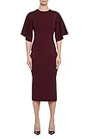 Ted Baker WMD-LOUNIA-räfflad ärm stickad figurnära midi-klänning, , 40 SE