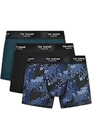 Ted Baker Herr 3-pack bomullsstav, botanisk trädgård/svart/svart hundstav, liten, , S