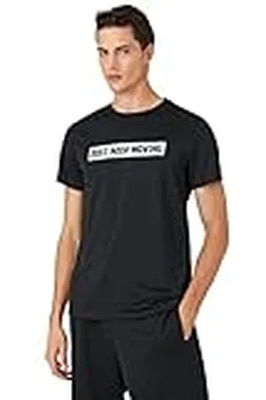 Koton Män Basic Sport T-shirt Slogan Tryckt Långärmad Crew Neck, , S