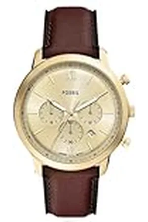 Fossil Neutra Watch för män, Moonfas multifunktionell rörelse med rostfritt stål eller läderrem, BRUN, Rem