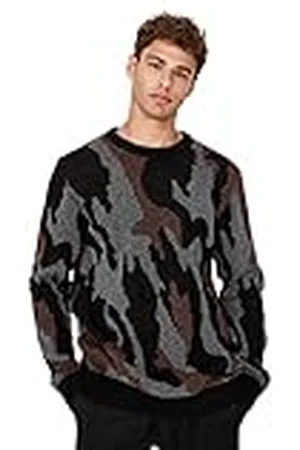 Trendyol Herr rund hals Batik tryck smal tröja sweatshirt, , S, , S