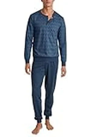 Calida Relax Imprint herrpyjamas, av 100% bomull, byxor med tygtäckt elastisk linning, , 46-48