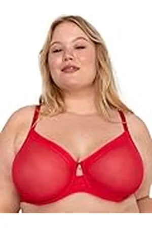 CURVY COUTURE Women’s Sexy Sheer Mesh Plus Size Full Coverage Bra, , 38DD