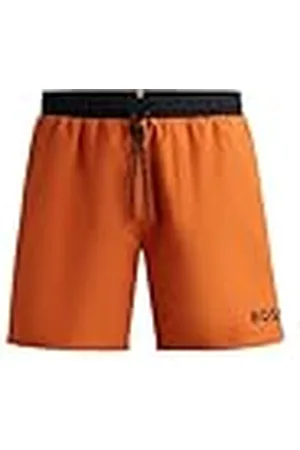 HUGO BOSS Starfish badshorts för män helfodrade med kontrasterande detaljer, Orange Vif826, XS