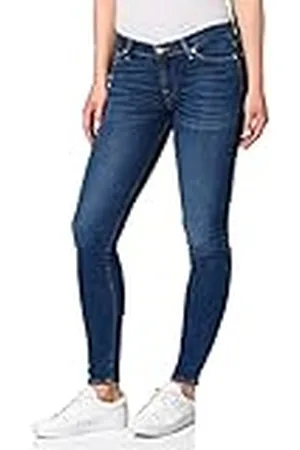 7 for all Mankind The Skinny Mid Blue Jeans för kvinnor, , 29W x 30L